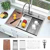 miiico★ 33x19 Drop in Kitchen Sink Workstation-Bokaiya 33 Inch Top
